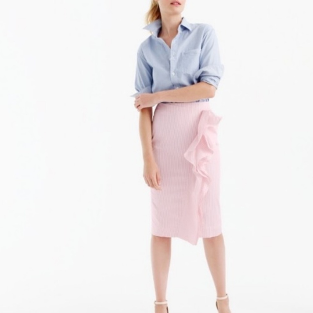 J. Crew Ruffle Skirt In Striped Poplin